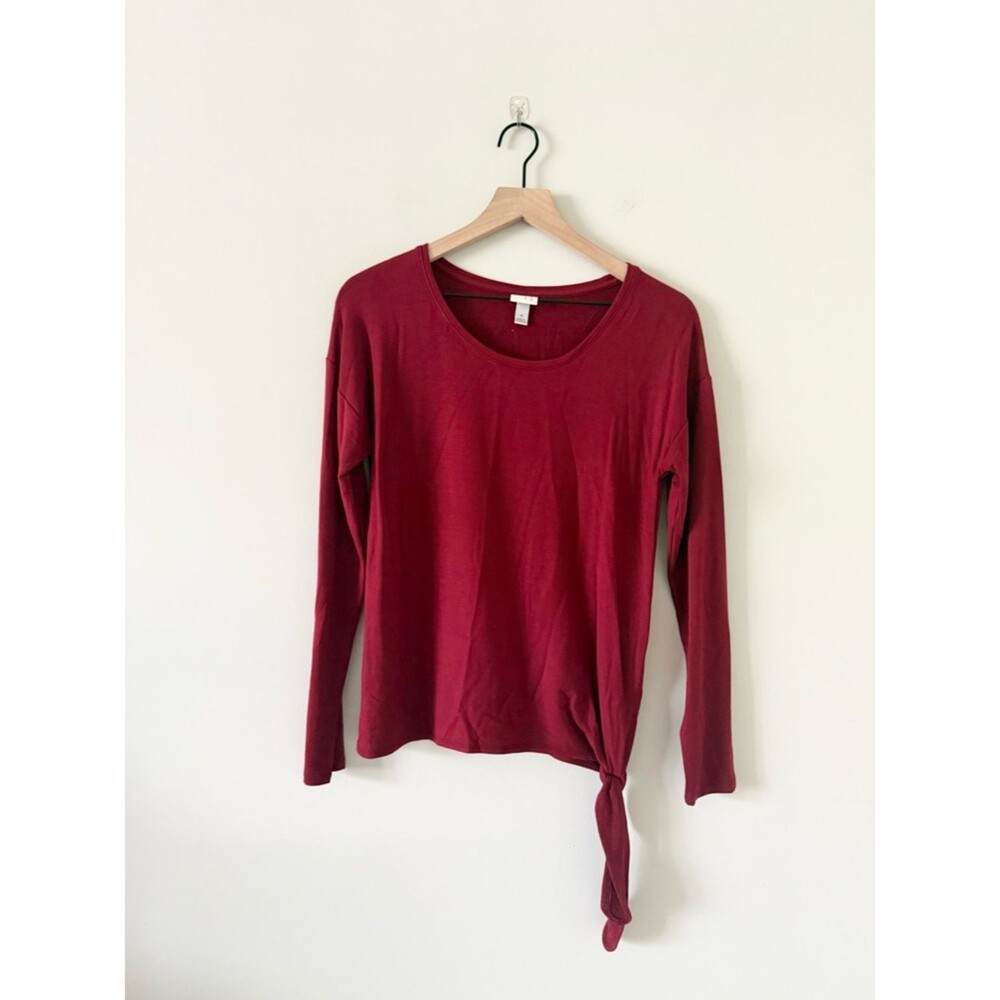 NWT A New Day Wine Red Tie-Hem Long Sleeve Tee Size S